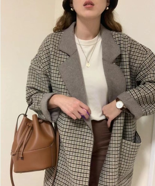 「ECLIN」 チェスターコート FREE ブラウン レディース_画像5