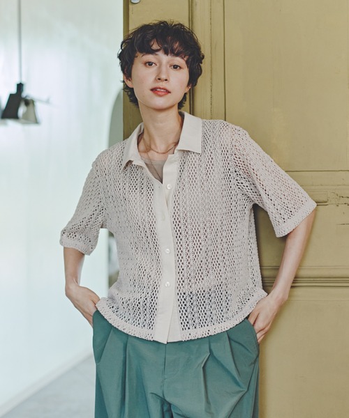 human woman / ヒューマンウーマン ◆クロッシェレース半袖シャツ クロッシェレース半袖シャツ | human woman（ヒューマンウーマン