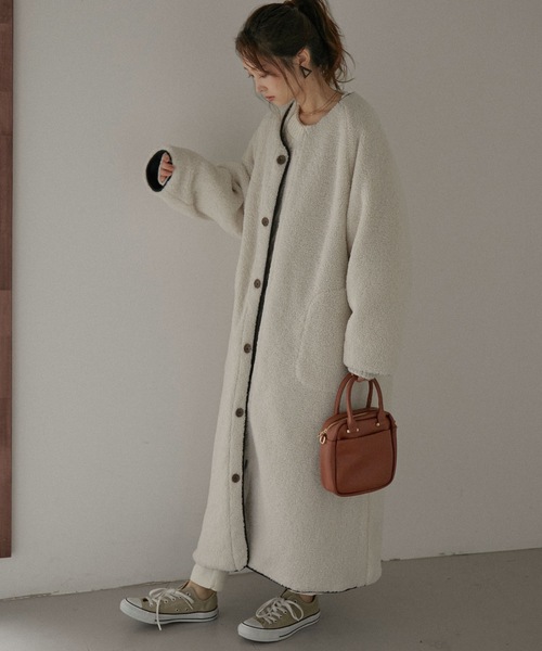 「Fashion Letter」 ノーカラーコート M ブラック レディース_画像8