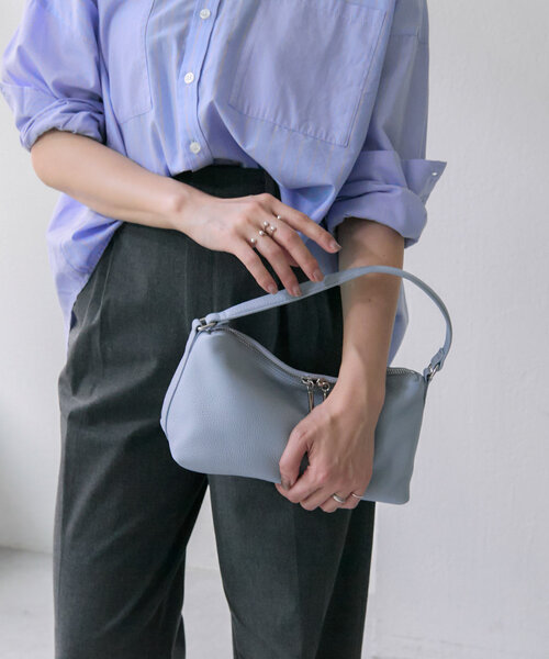 ear papillonner 2wayレザーショルダーバック トープ（グレー） SNS総再生数800万突破！本革/軽量》2WAYレザーショルダーバッグ | ear