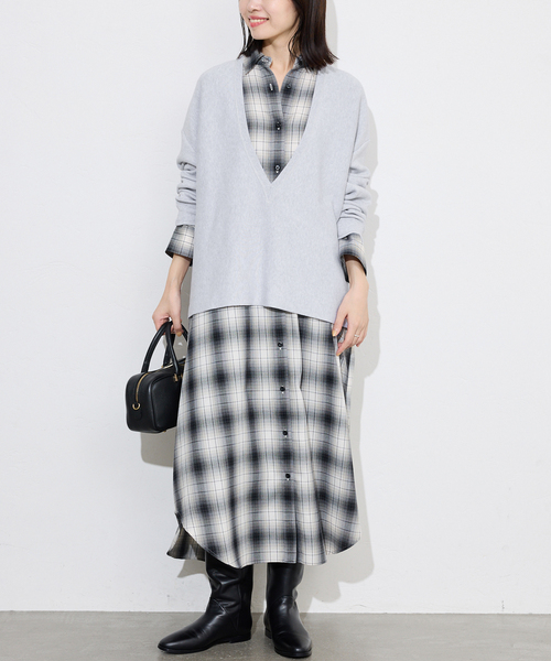 SLOBE IENA ニット セーター スムースオーバーVネックニット