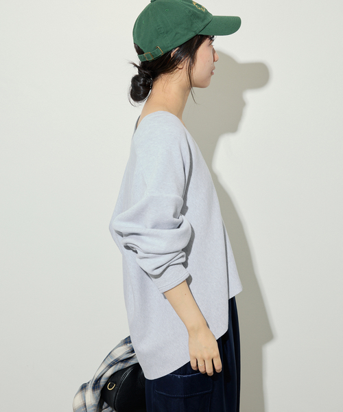 SLOBE IENA ニット セーター スムースオーバーVネックニット