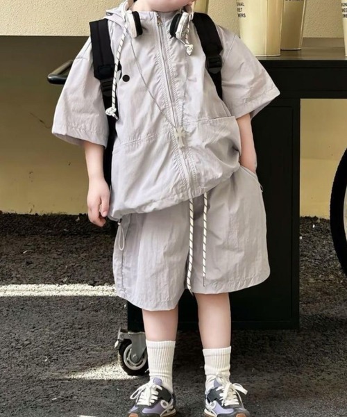 フード付ナイロンハーフセットアップ キッズ 子供服 男の子