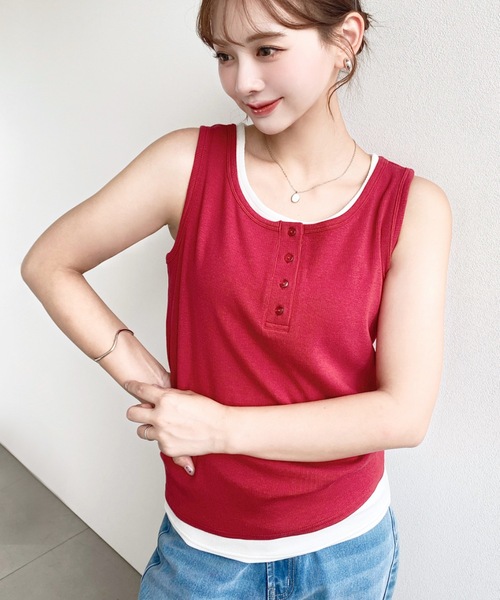 moment+ ヘンリーネック tシャツ ヘンリータンク＋ベーシックタンク2枚