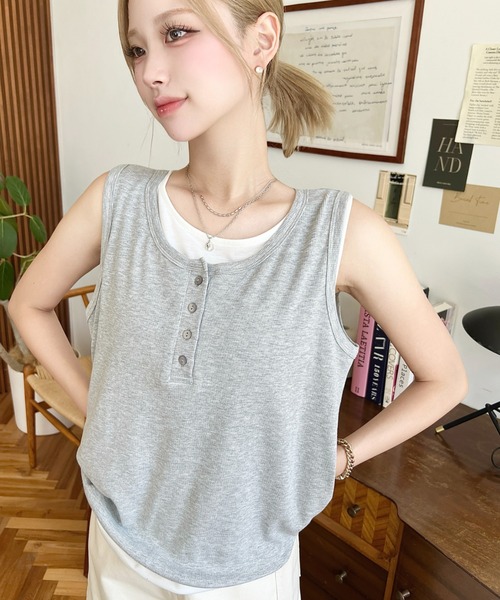 moment+ tシャツ ヘンリータンク＋ベーシックタンク2枚セット