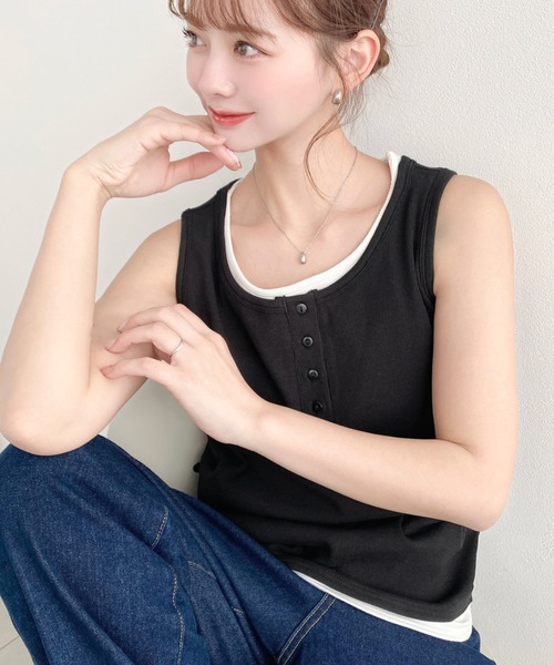 moment+ ヘンリーネック tシャツ ヘンリータンク＋ベーシックタンク2枚