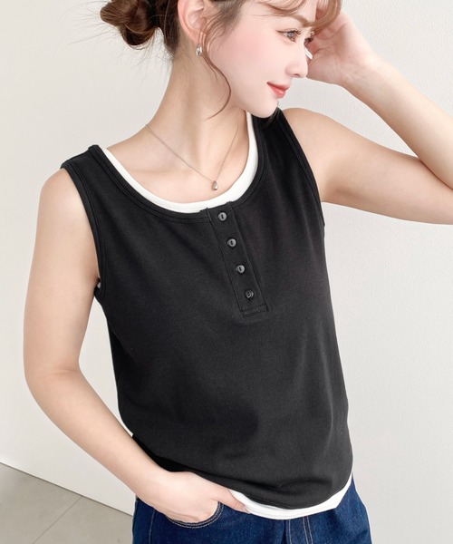 moment+ ヘンリーネック tシャツ ヘンリータンク＋ベーシックタンク2枚