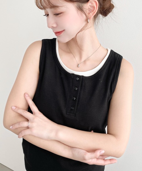 moment+ ヘンリーネック tシャツ ヘンリータンク＋ベーシックタンク2枚