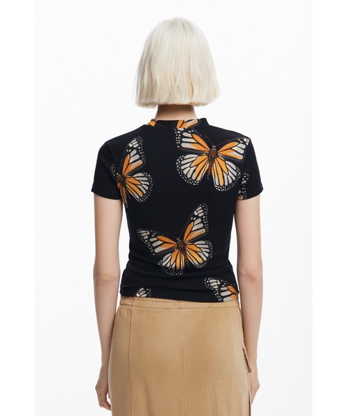 「Desigual」 半袖カットソー M ブラック レディース
