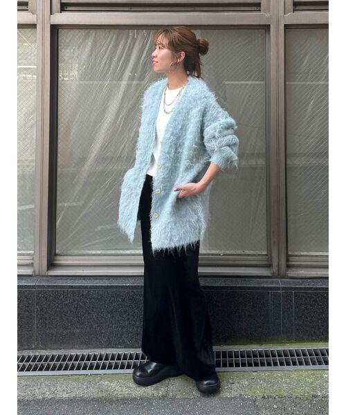 今期新品Ungridニットロングカーデ♡ Ungrid ブークレニットロングカーデ ブラウン -靴＆ファッション通販