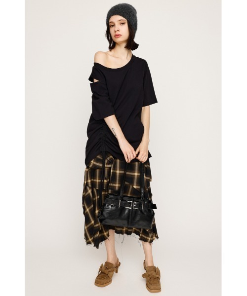 SLY tシャツ ONE SHOULDER SHIRRING TOPS ワンショルダー