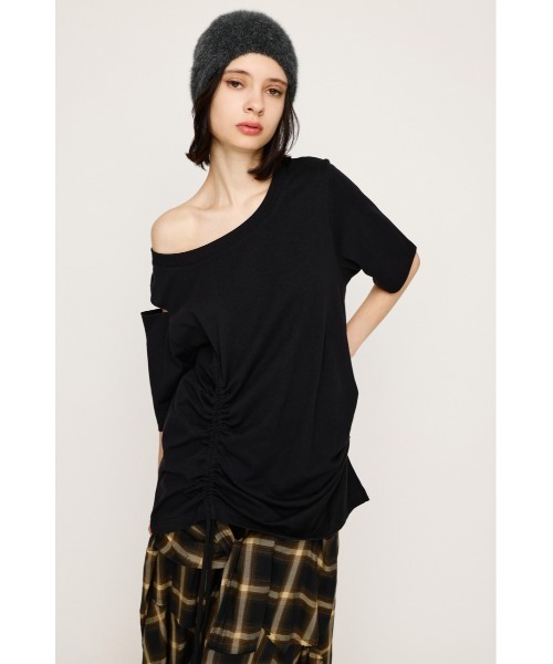 SLY tシャツ ONE SHOULDER SHIRRING TOPS ワンショルダー