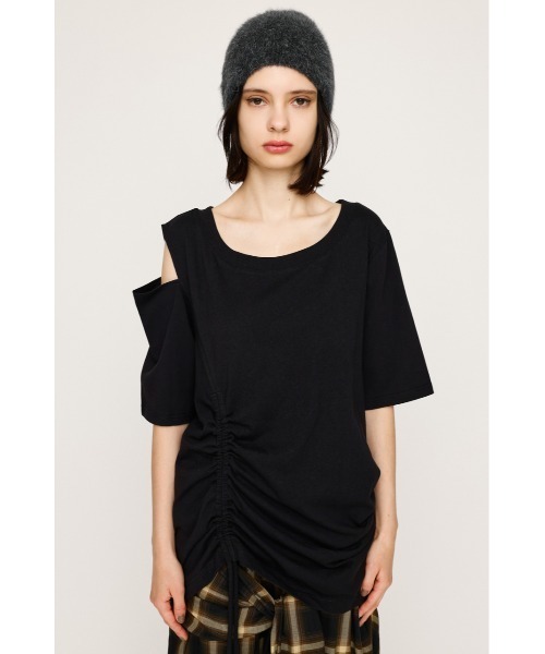 SLY tシャツ ONE SHOULDER SHIRRING TOPS ワンショルダー