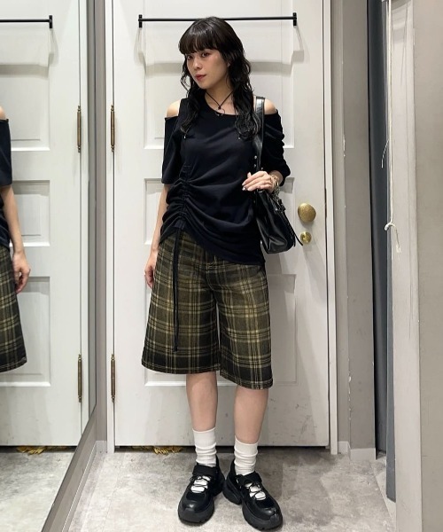 SLY tシャツ ONE SHOULDER SHIRRING TOPS ワンショルダー