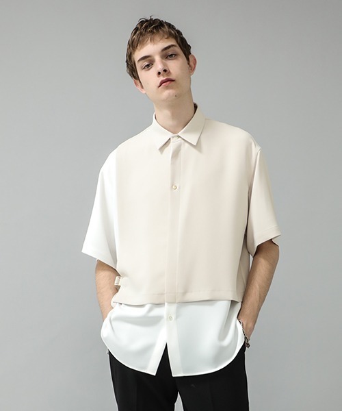 CULLNI クルニ メンズ シャツ レイヤード ドレープ 半袖 0221 CULLNI（クルニ） 半袖シャツ 1 ベージュ メンズ : ZOZOTOWN Yahoo!店