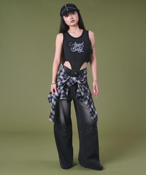 dispark tシャツ DISPARK/サイドレースロゴボディスーツTOP レディース