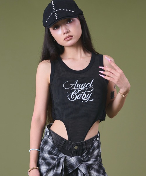 dispark tシャツ DISPARK/サイドレースロゴボディスーツTOP レディース
