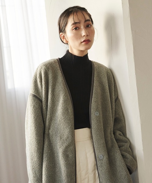 Droite lautreamont ウールコート ノーカラー 新品未使用 Droite lautreamont（ドロワット・ロートレアモン） ノーカラーコート