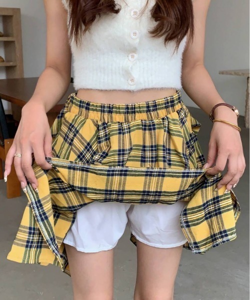 ALMO スカート 「portulaca」チェック柄アシンメトリーミニスカート