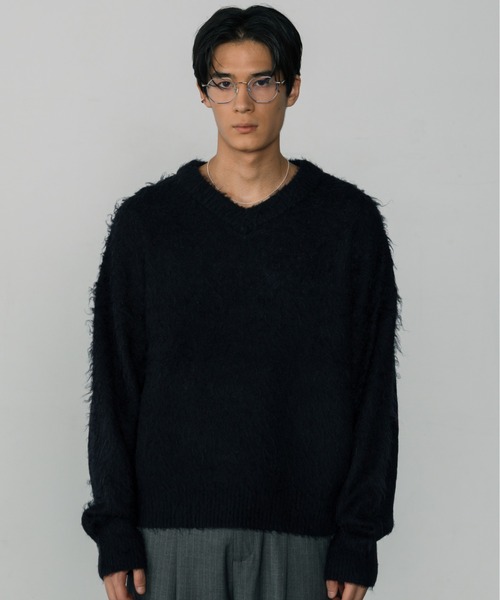 LURAKU セーター ニット 「LURAKU」Brushed Wool V-neck Knit / LURAKU