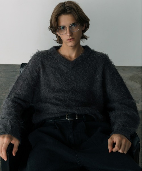 LURAKU セーター ニット 「LURAKU」Brushed Wool V-neck Knit / LURAKU
