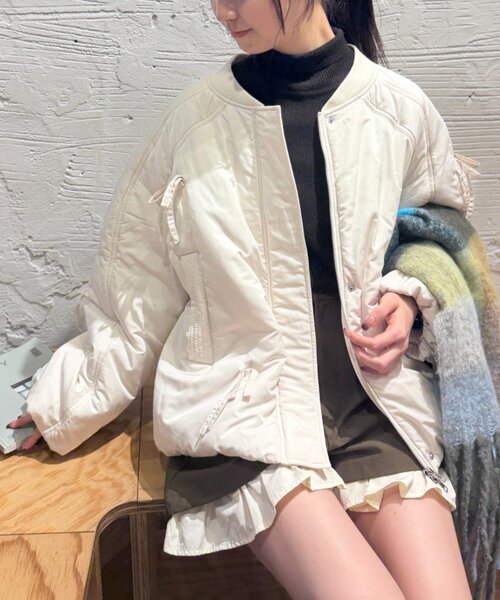 w closet（ダブルクローゼット） ブルゾン アウター 中綿リボン