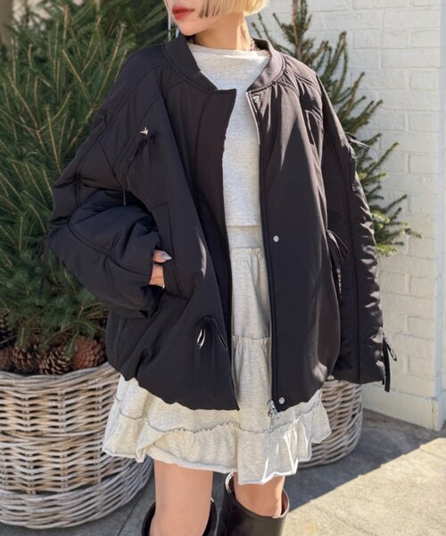 w closet（ダブルクローゼット） ブルゾン アウター 中綿リボン