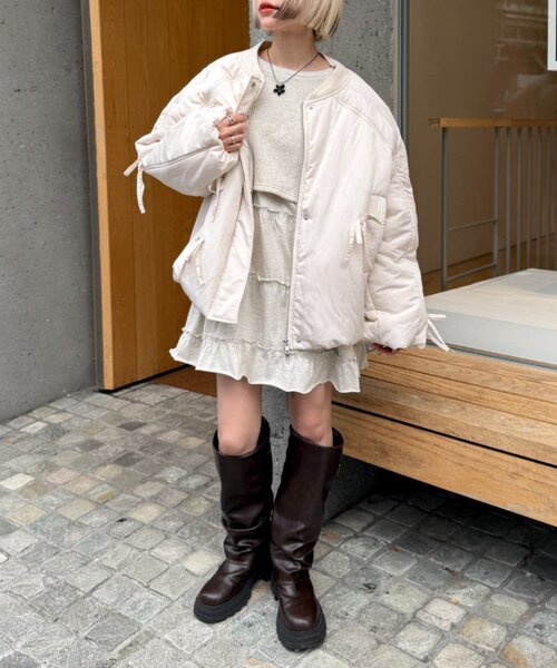 ベビーピンクミンク ノーカラー8部ショートコート VIS ブルゾン