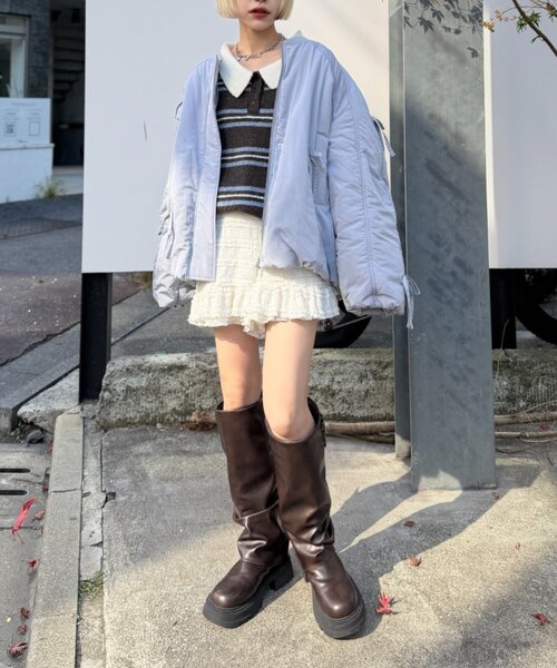 w closet（ダブルクローゼット） ブルゾン アウター 中綿リボン