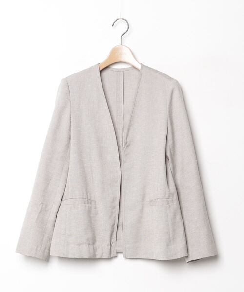 SHIPS（シップス） ノーカラージャケット - ベージュ レディース