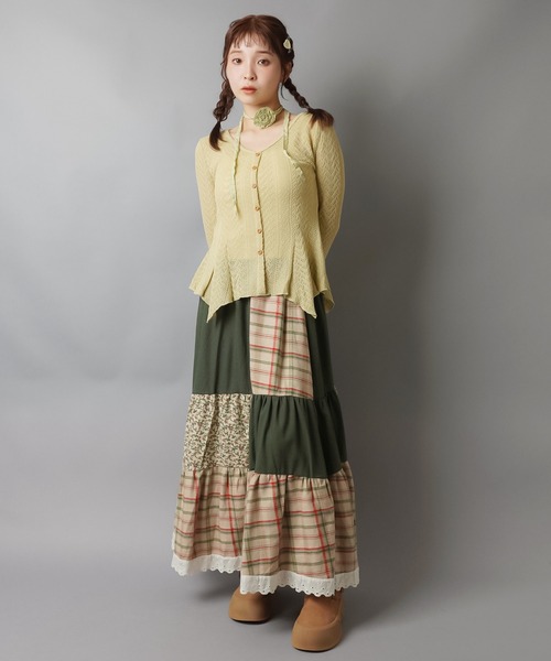 SPINNS（スピンズ） スカート パッチワークロングスカート/チェック柄