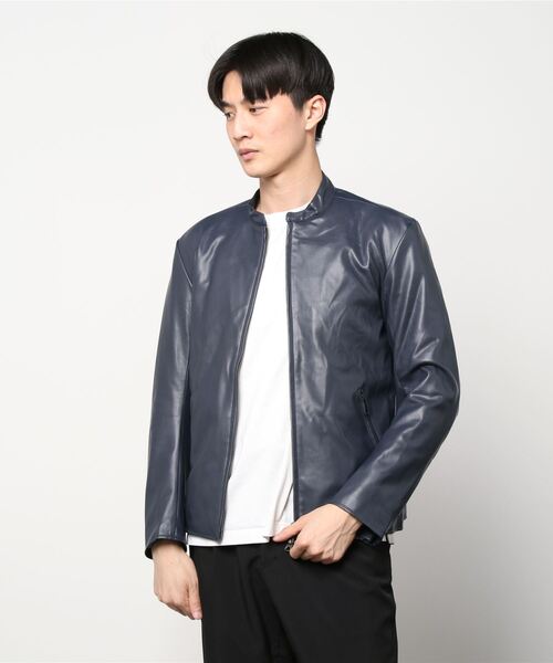 SHIPS（シップス） レザージャケット LARGE ネイビー メンズ