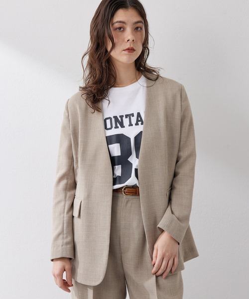 Whim Gazette ブラック ノーカラージャケット ノーカラージャケット | Whim Gazette(ウィム ガゼット)レディース