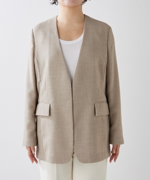 Whim Gazette ブラック ノーカラージャケット ノーカラージャケット | Whim Gazette(ウィム ガゼット)レディース