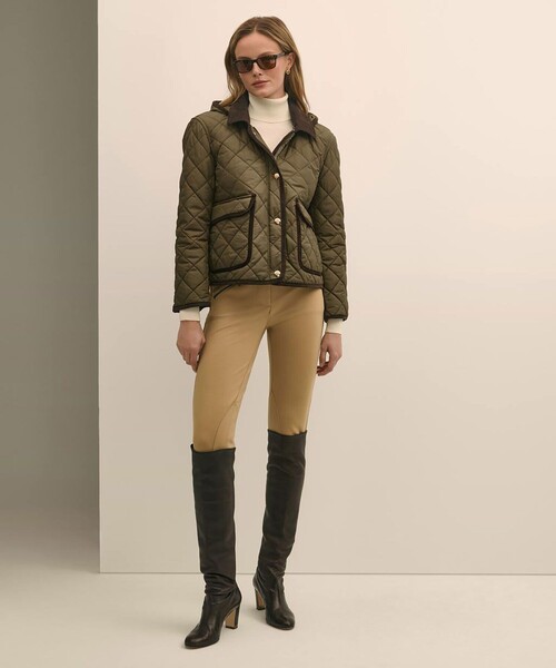 みてみて80s90s★CATブラウンダックキルティング中綿ジャケット レースレディース Lace Ladies ファーカラー中綿キルティング