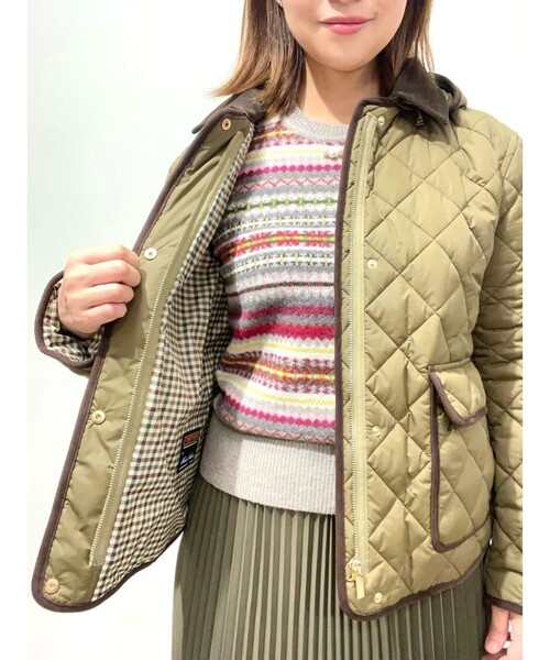 みてみて80s90s★CATブラウンダックキルティング中綿ジャケット レースレディース Lace Ladies ファーカラー中綿キルティング