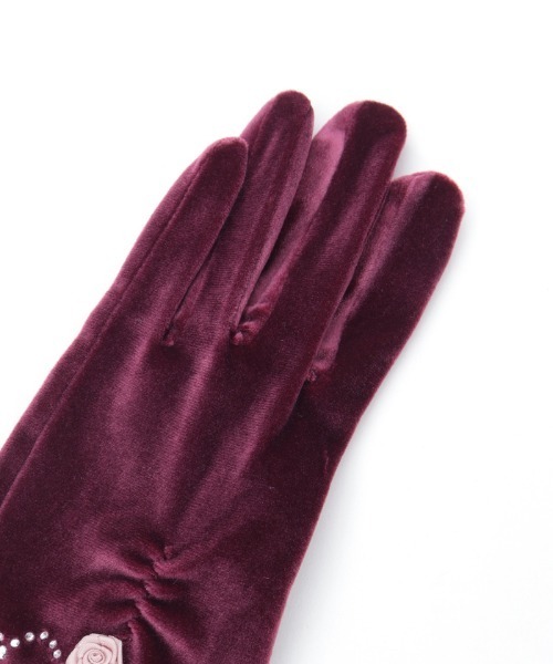 紫月夜　エルメス　手袋 axes femme（アクシーズ ファム） 手袋 巻きバラ×レースベロア手袋