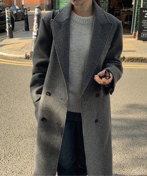 LUCPY コート チェスターコート ウールライクダブルロングコート