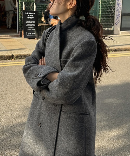 LUCPY コート チェスターコート ウールライクダブルロングコート
