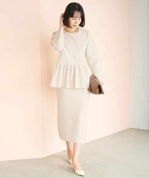 セットアップ 「セレモニー」BEAUTY FORM KNIT ペプラムセットアップ レディース
