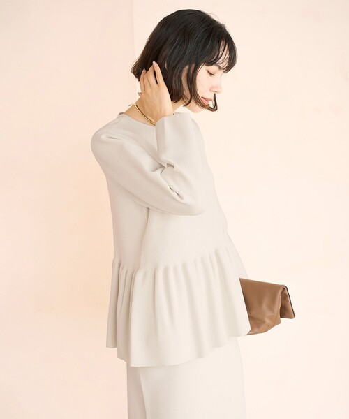 セットアップ 「セレモニー」BEAUTY FORM KNIT ペプラムセットアップ レディース_12