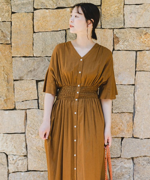 「F by ROSSO」 シャツワンピース 36 キャメル レディース_画像2