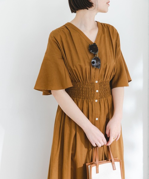 「F by ROSSO」 シャツワンピース 36 キャメル レディース_画像9