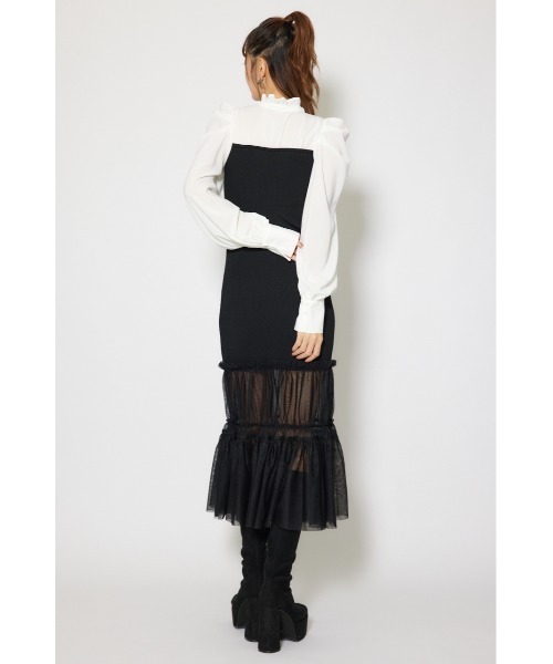 rienda（リエンダ） ワンピース チュールドッキングニットマーメイド