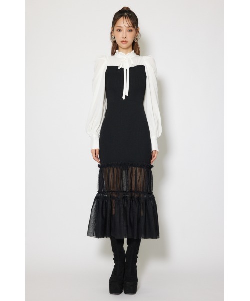 rienda（リエンダ） ワンピース チュールドッキングニットマーメイド