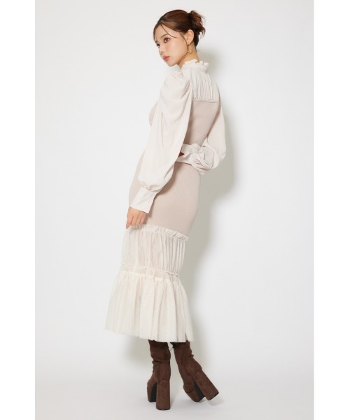 rienda（リエンダ） ワンピース チュールドッキングニットマーメイド