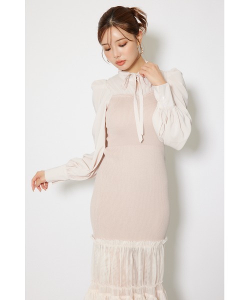 rienda（リエンダ） ワンピース チュールドッキングニットマーメイド