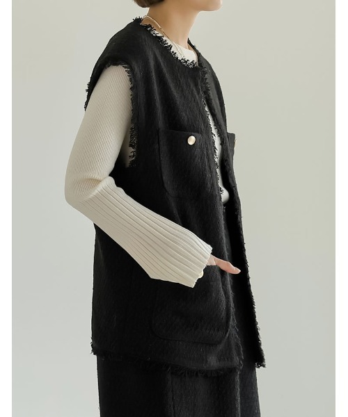 「Re:EDIT」 ベスト LARGE グレー レディース_画像3