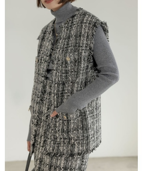 「Re:EDIT」 ベスト LARGE グレー レディース_画像8