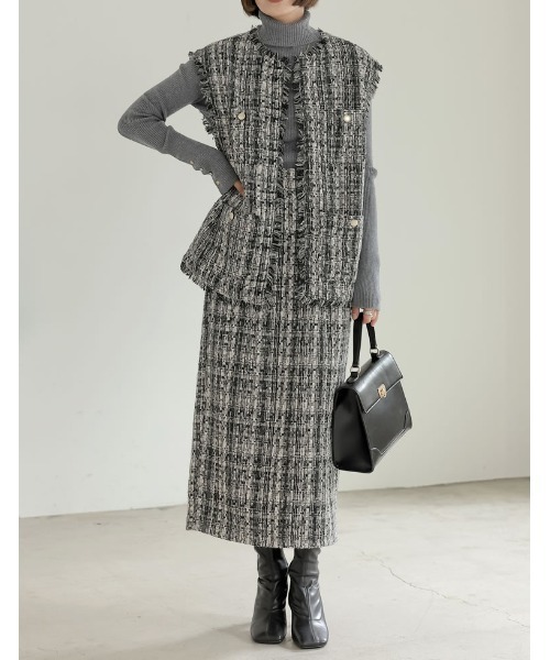 「Re:EDIT」 ベスト LARGE グレー レディース_画像9